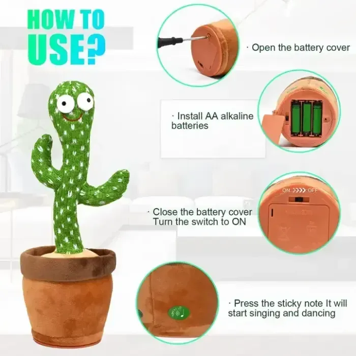 Dancing Cactus Toy - Talking & Singing Plush