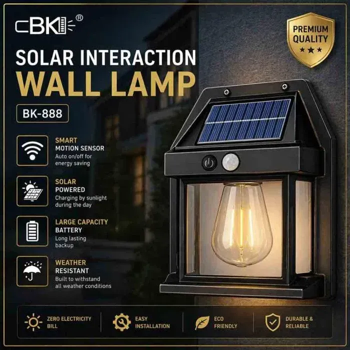 Solar Rechargeable Motion Sensor Wall Lamp BK-888