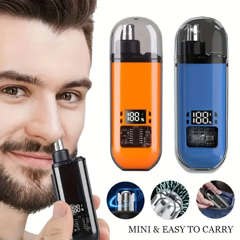 Rechargeable Mini Electric Nose & Ear Hair Trimmer with Digital Display
