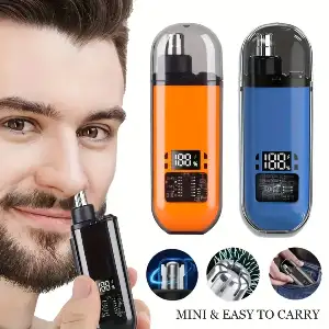 Rechargeable Mini Electric Nose & Ear Hair Trimmer with Digital Display