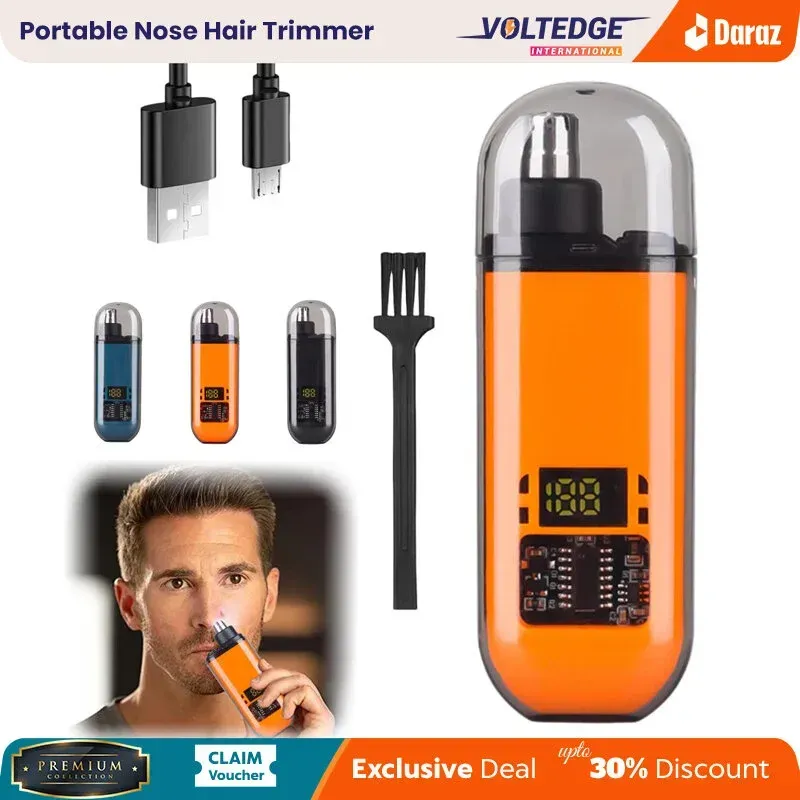 Rechargeable Mini Electric Nose & Ear Hair Trimmer with Digital Display