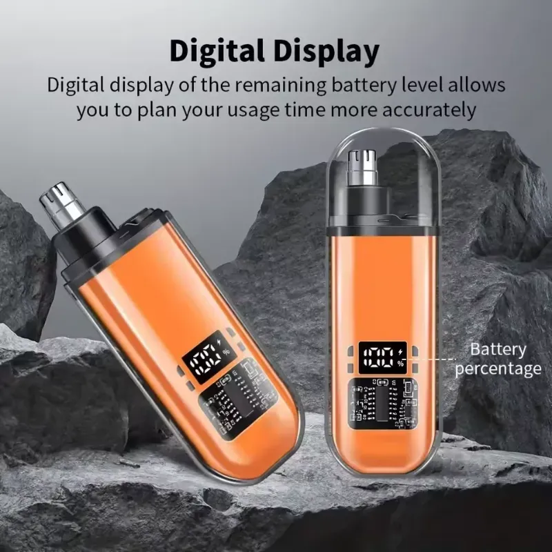 Rechargeable Mini Electric Nose & Ear Hair Trimmer with Digital Display