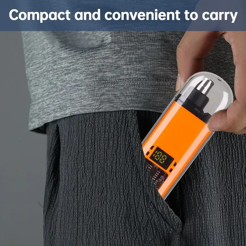 Rechargeable Mini Electric Nose & Ear Hair Trimmer with Digital Display