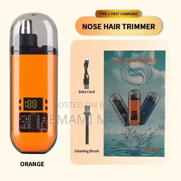 Rechargeable Mini Electric Nose & Ear Hair Trimmer with Digital Display