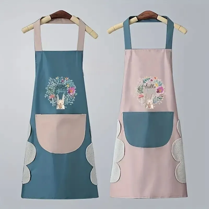 Long Sleeve Waterproof Kitchen Gloves for Dishwashing | Floral Cuff Rubber Cleaning Gloves – Green, Blue & Pink