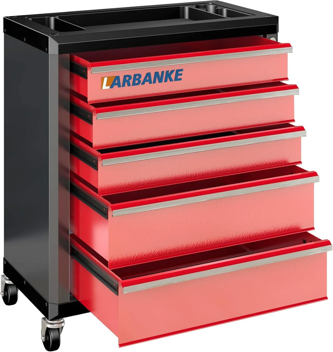 LARBANKE 5 Drawer Rolling Tool Chest with 360°Swivel Casters and Locking System - Elite Toolbox for Professionals
