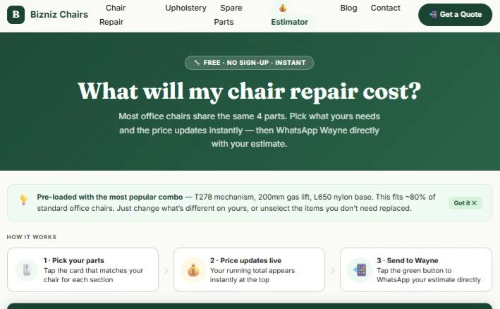 What will my chair repair cost?