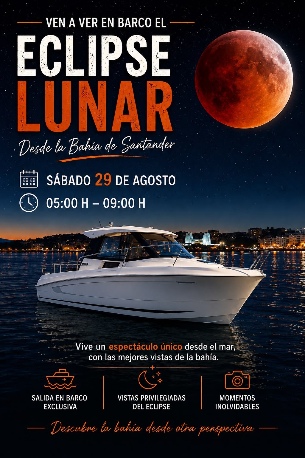 Vive el eclipse lunar desde el mar
