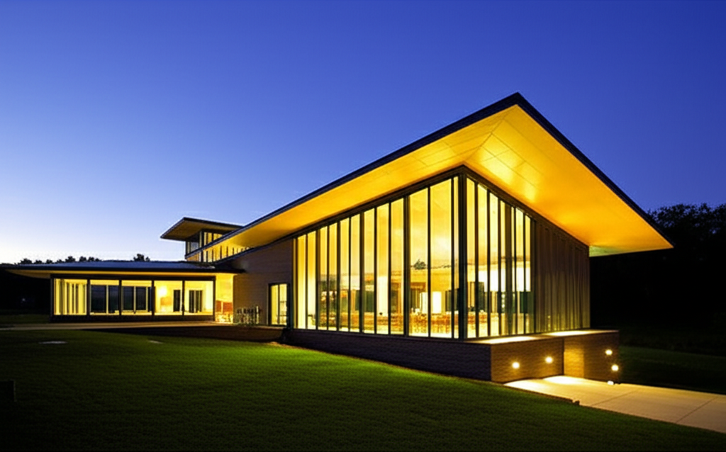 The modern clubhouse exterior