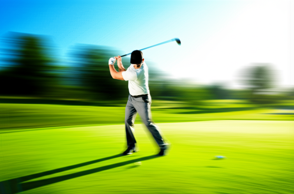 Golfer practicing their swing on the driving range