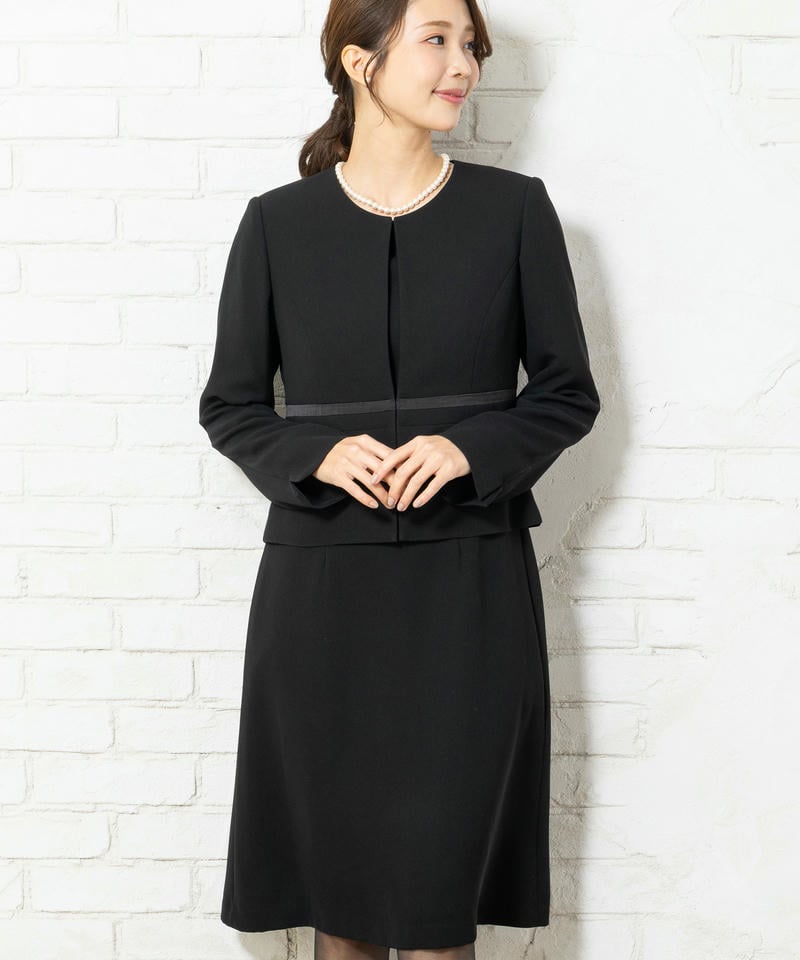 【8点セット】サテンラインベーシックブラックフォーマルアンサンブル