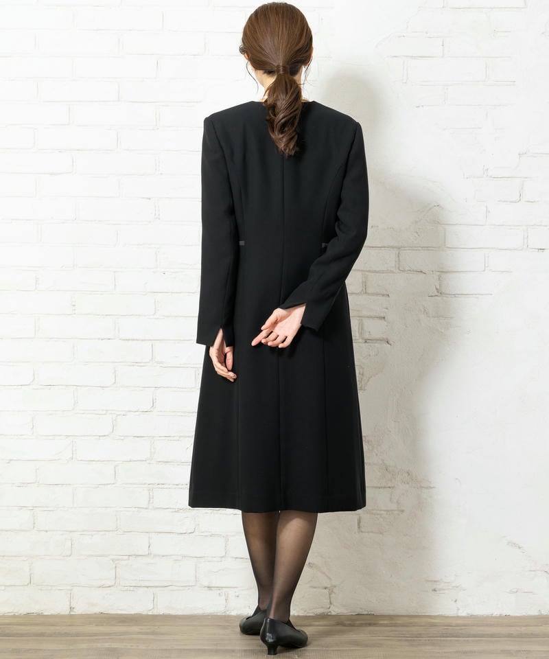ロングコート風ジャケット&レース切替ワンピースアンサンブル