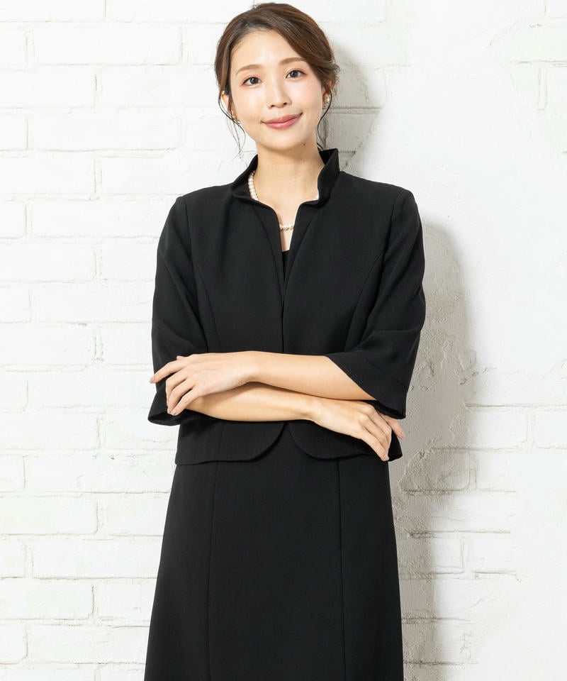 フリルカラージャケット&前開きドッキングワンピース