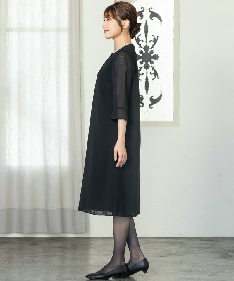 アンフィニ　【春夏用・7点セット】「絽」ボーダーレイヤード風ワンピース