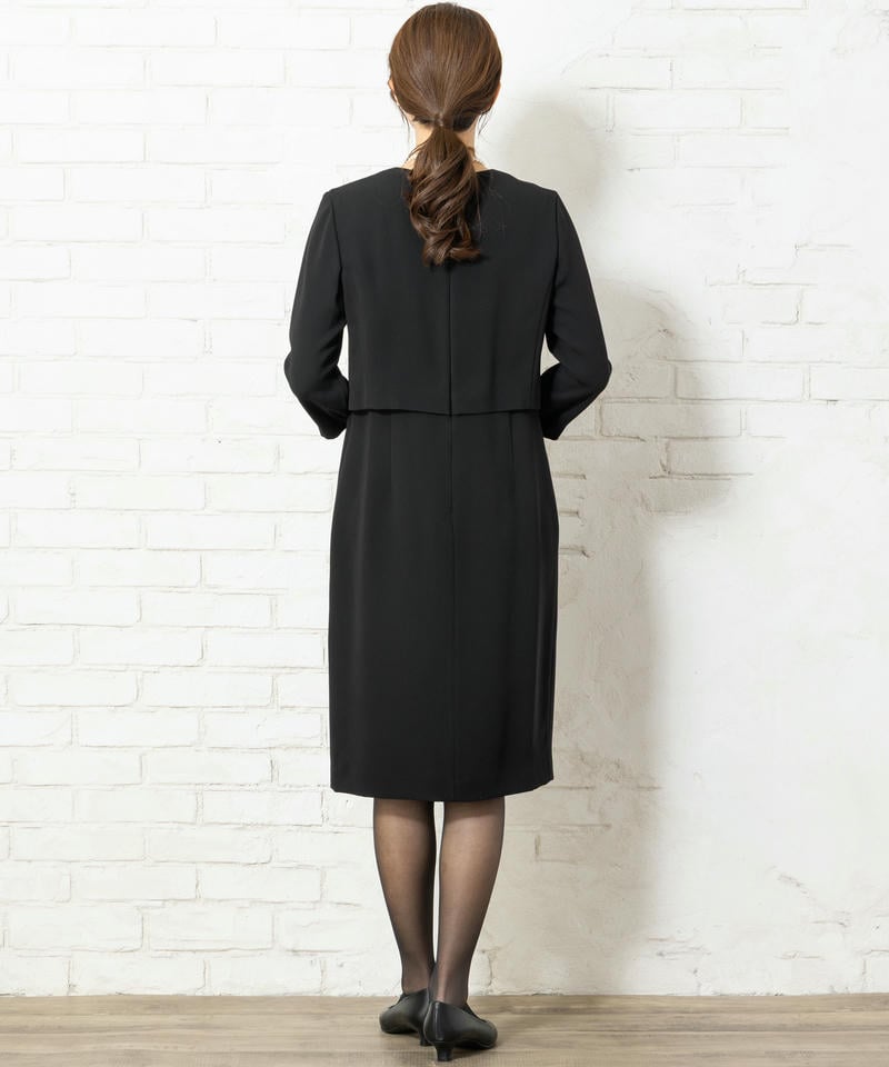 ユナイテッドアローズ　UPBTノーカラージャケット&ワンピースブラックアンサンブル