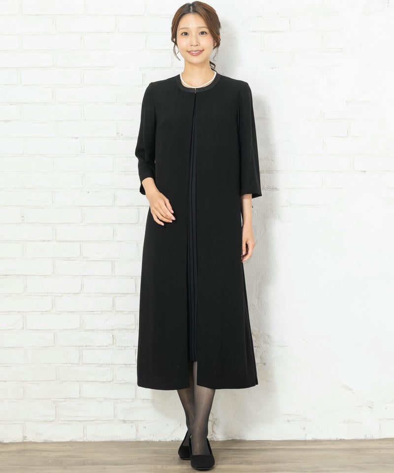 【ストッキング付・春夏用8点セット】センタープリーツロングワンピース/M(9号)