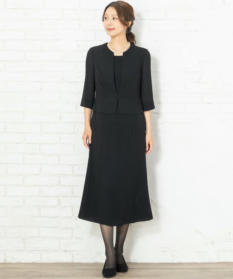 【春夏用・7点セット】キーネックカラーロングワンピース
