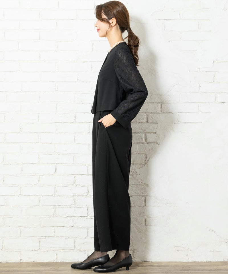 エメ　レーススリーブパンツスタイルオールインワン