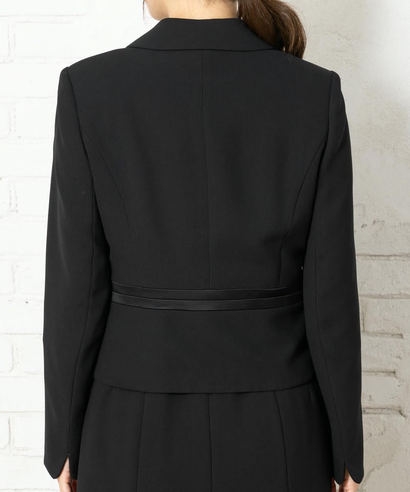 ラウンドテーラードジャケット&レース使い2ピース風ワンピース