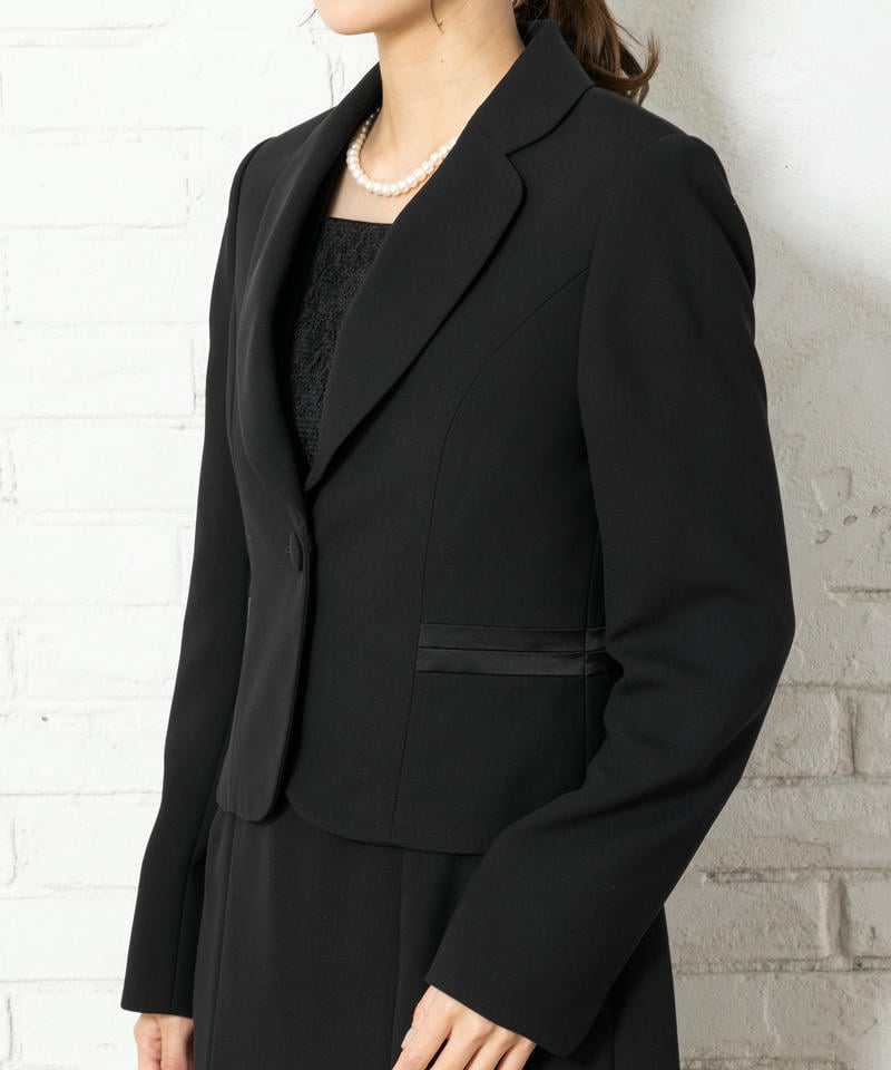 ラウンドテーラードジャケット&レース使い2ピース風ワンピース