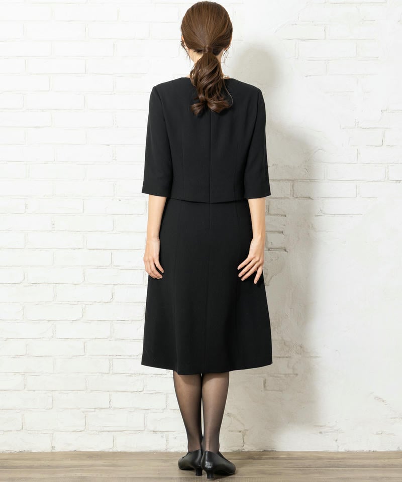 ショールカラージャケット&セミフレアワンピース