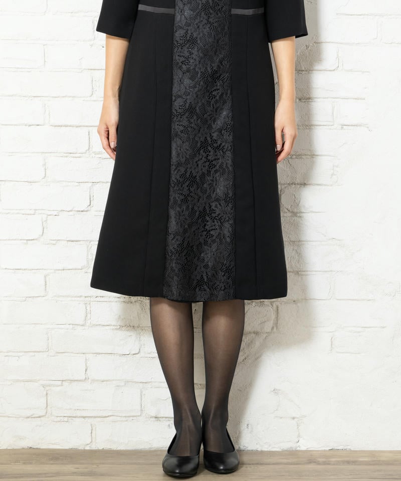 ロングコート風ジャケット&レース切替ワンピースアンサンブル