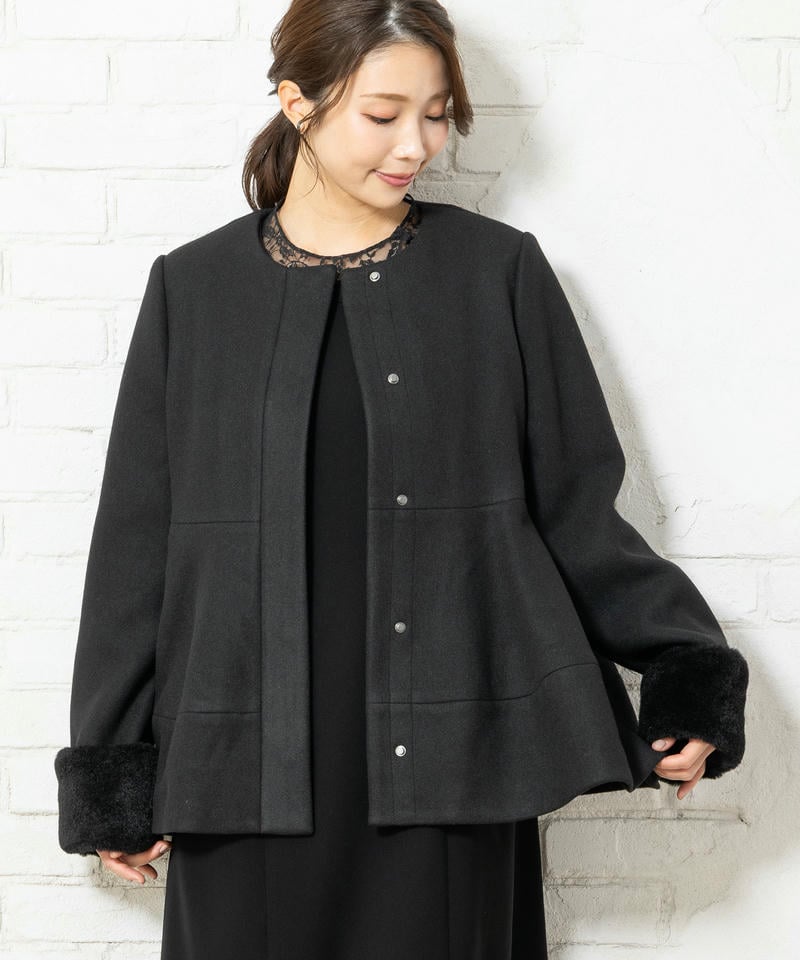 ルイルエブティック メルトンペプラムショートコート ルイルエブティック メルトンペプラムショートコート