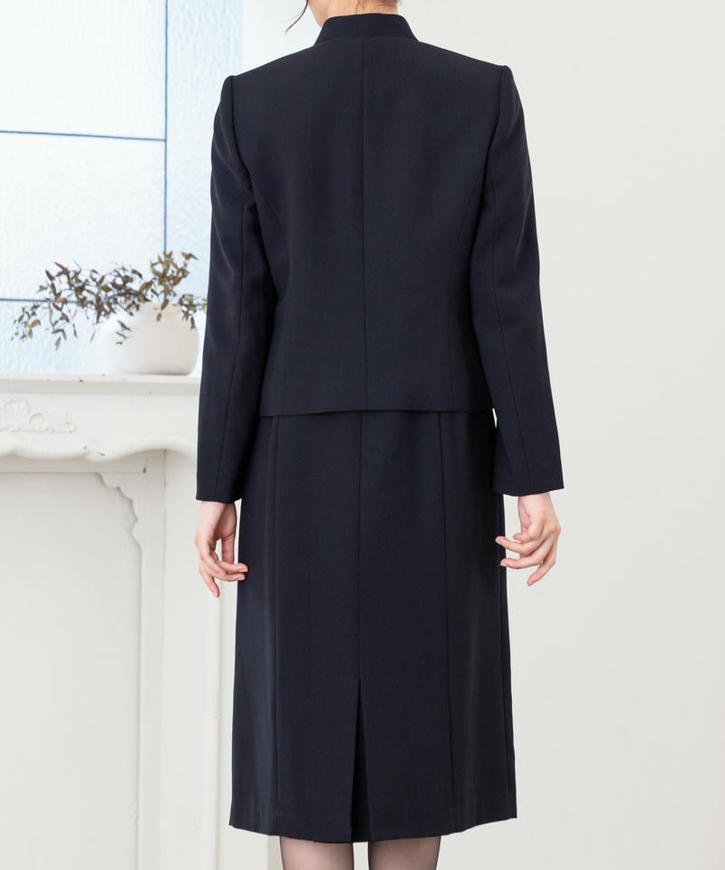 カレット　ダブルスタンドカラージャケット＆セットアップ風セミタイトワンピース/M(9号)