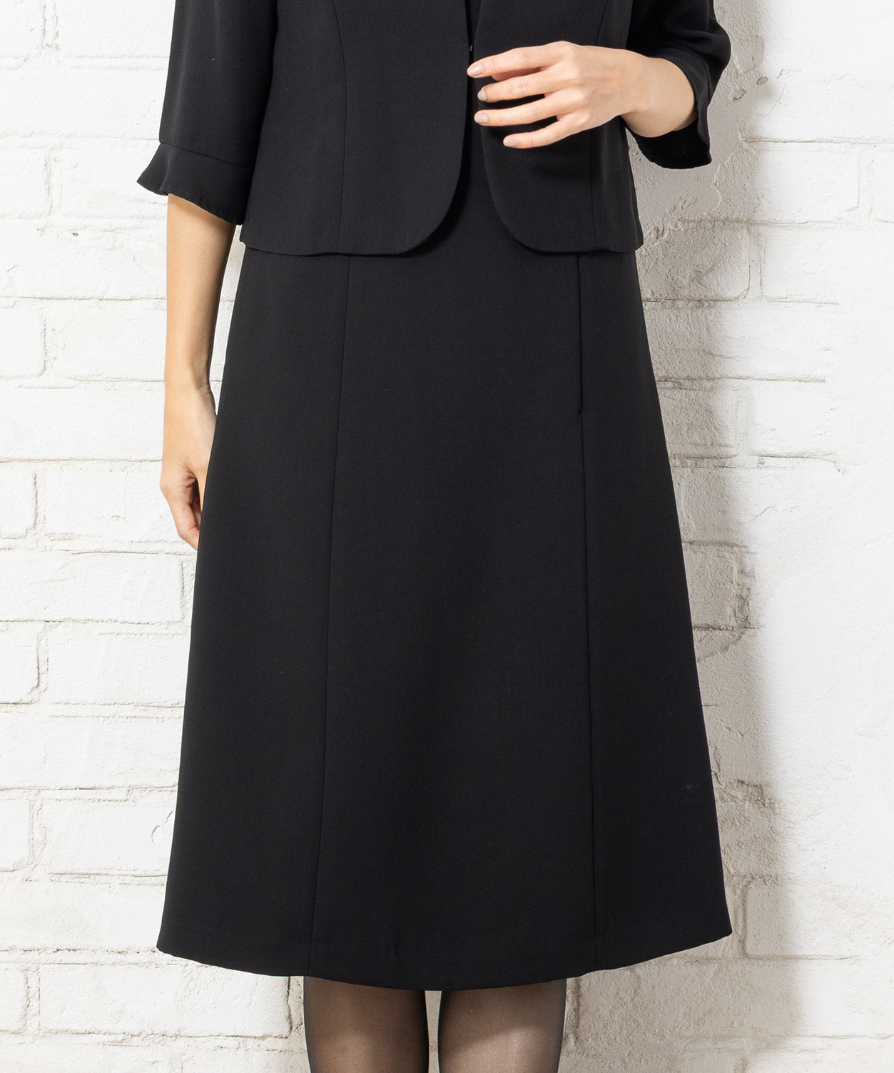 フリルカラージャケット&前開きドッキングワンピース