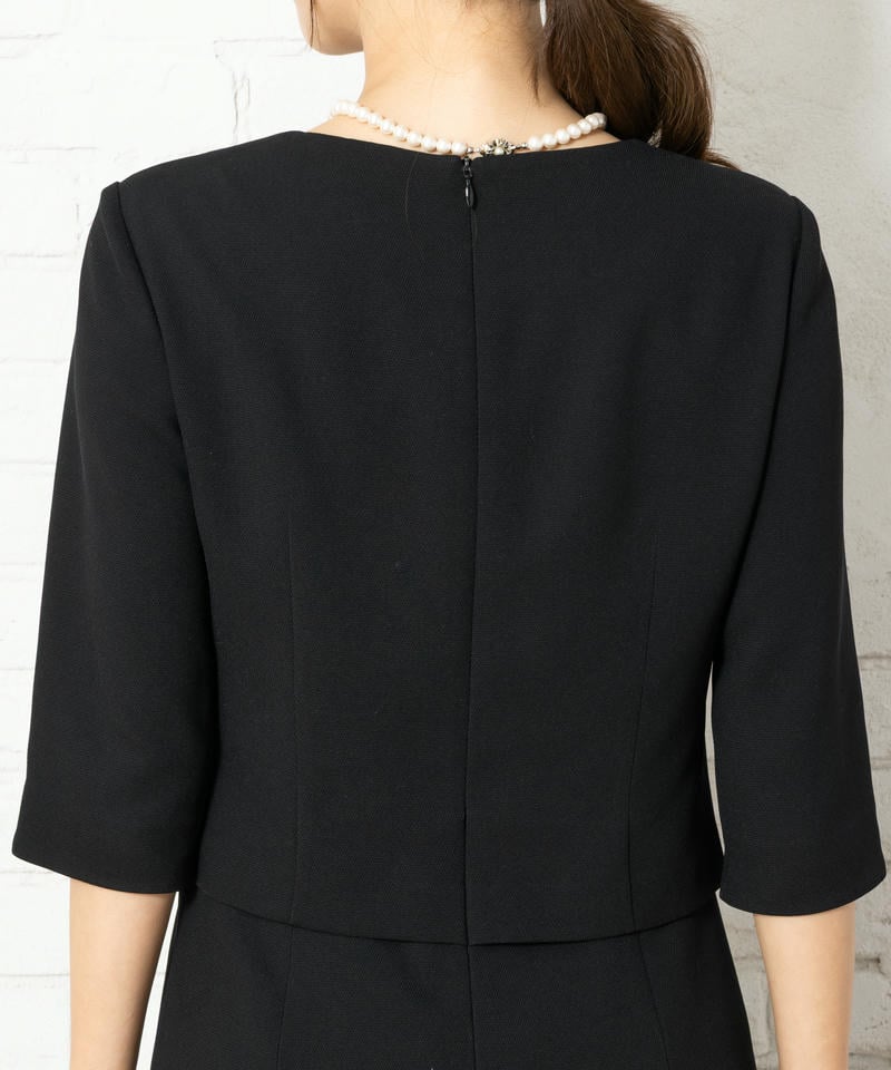 ショールカラージャケット&セミフレアワンピース