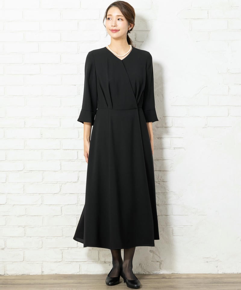 カレット　ノーカラーショート丈ジャケット&ラップ風エレガントワンピース