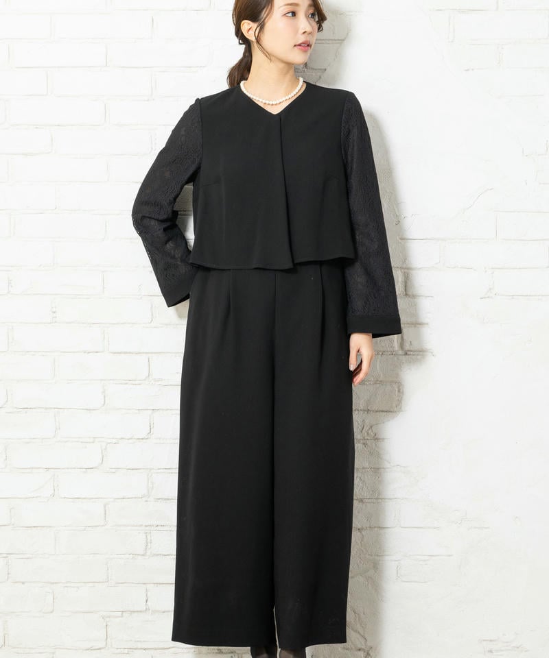 エメ　レーススリーブパンツスタイルオールインワン