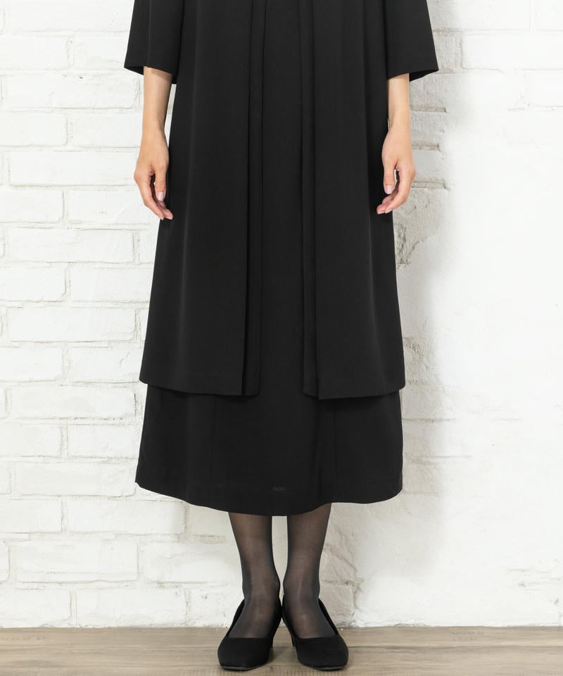 【ストッキング付・春夏用8点セット】ガウンレイヤード風ロングワンピース/M(9号)