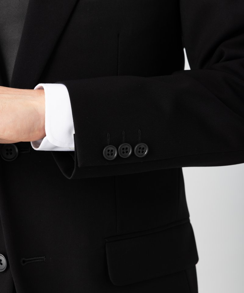 【メンズ準喪服5点セット】濃染LUNA・レギュラーフィットワンタックスーツ&アパレルセット