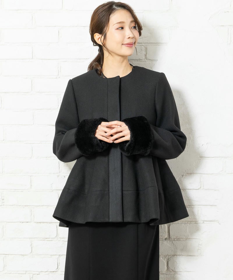 ルイルエブティック メルトンペプラムショートコート ルイルエブティック メルトンペプラムショートコート