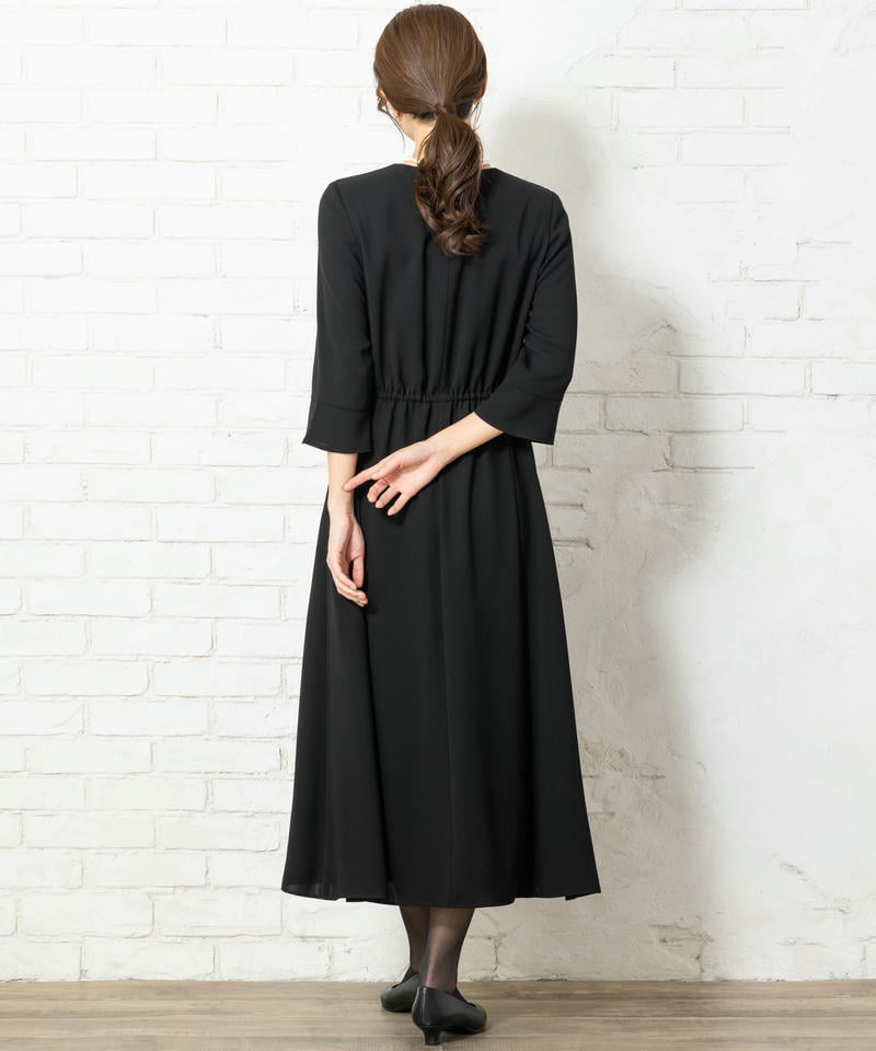 カレット　ノーカラーショート丈ジャケット&ラップ風エレガントワンピース