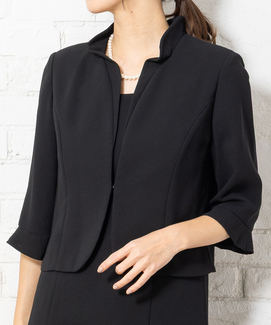 フリルカラージャケット&前開きドッキングワンピース