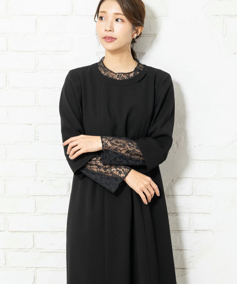 アンフィニ ベーシックノーカラージャケット&ラッセルレースワンピ―ス アンフィニ ベーシックノーカラージャケット&ラッセルレースワンピ―ス