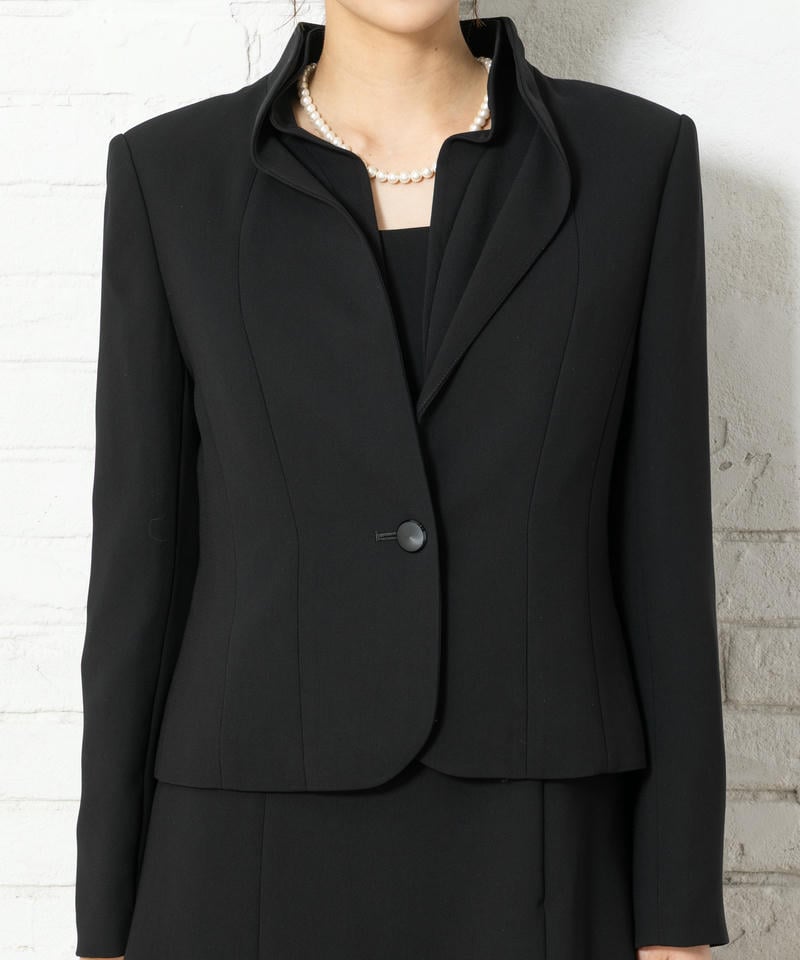 フリルカラージャケット&前開きドッキングワンピース