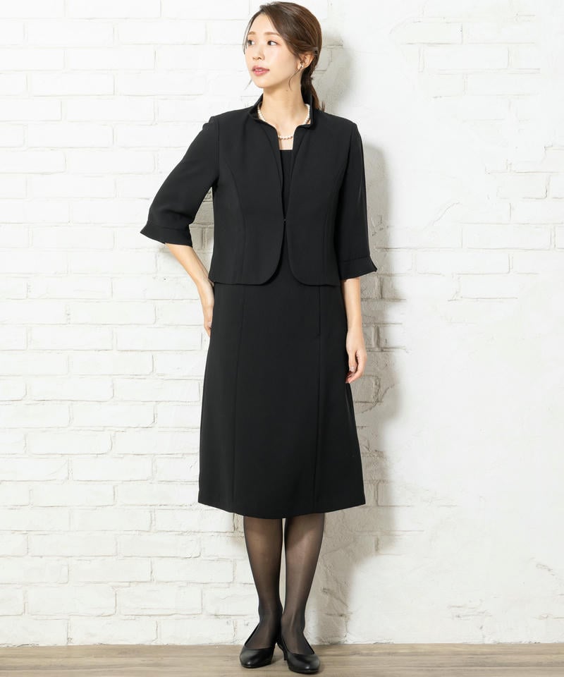 フリルカラージャケット&前開きドッキングワンピース