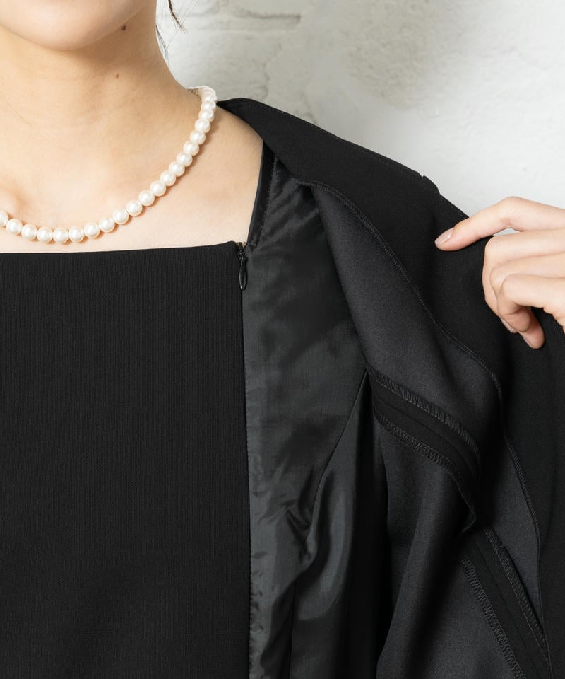 アンフィニ　飾りボタンテーラードジャケット＆アンサンブル風ワンピース