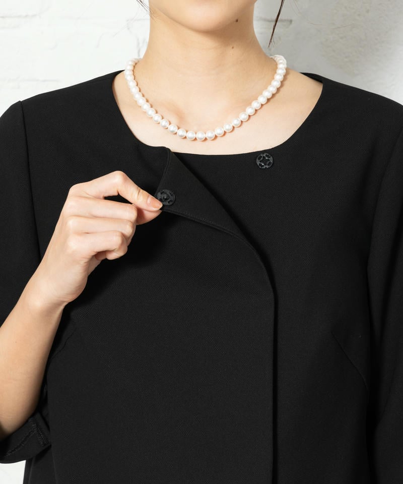 立ち襟ロングジャケット&ロングブラウス&ワイドパンツスーツ 立ち襟ロングジャケット&ロングブラウス&ワイドパンツスーツ