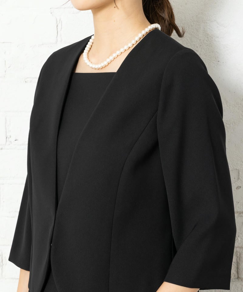 アンフィニ　飾りボタンテーラードジャケット＆アンサンブル風ワンピース