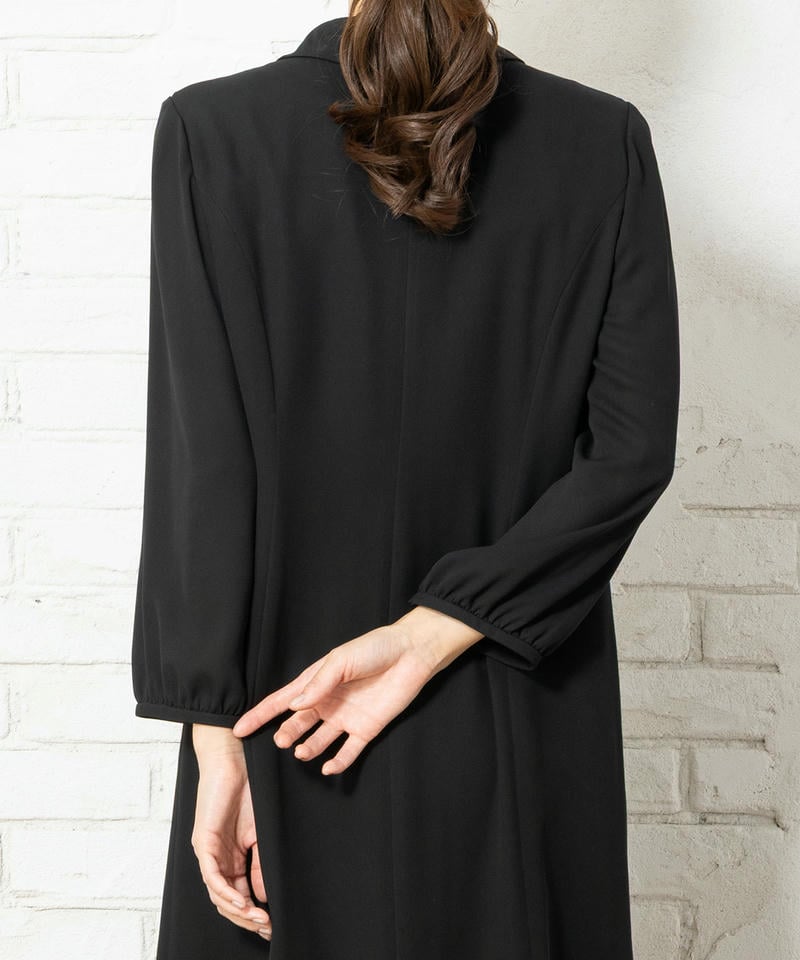 アンフィニ　ベーシックノーカラージャケット＆ジョーゼットリボンワンピース