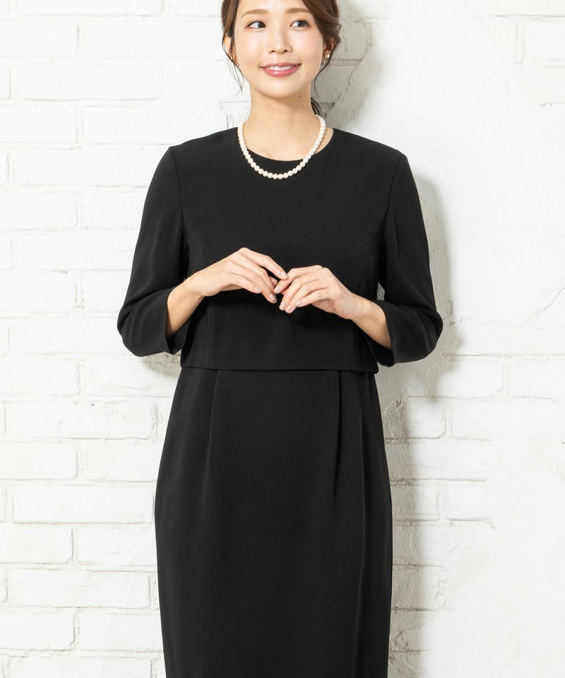 ユナイテッドアローズ　UPBTノーカラージャケット&ワンピースブラックアンサンブル