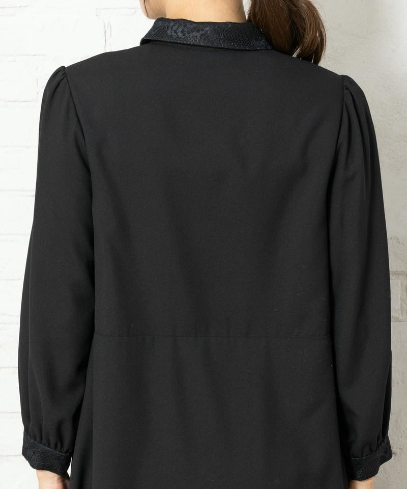 胸元レース切替デザインブラックフォーマルワンピース 胸元レース切替デザインブラックフォーマルワンピース