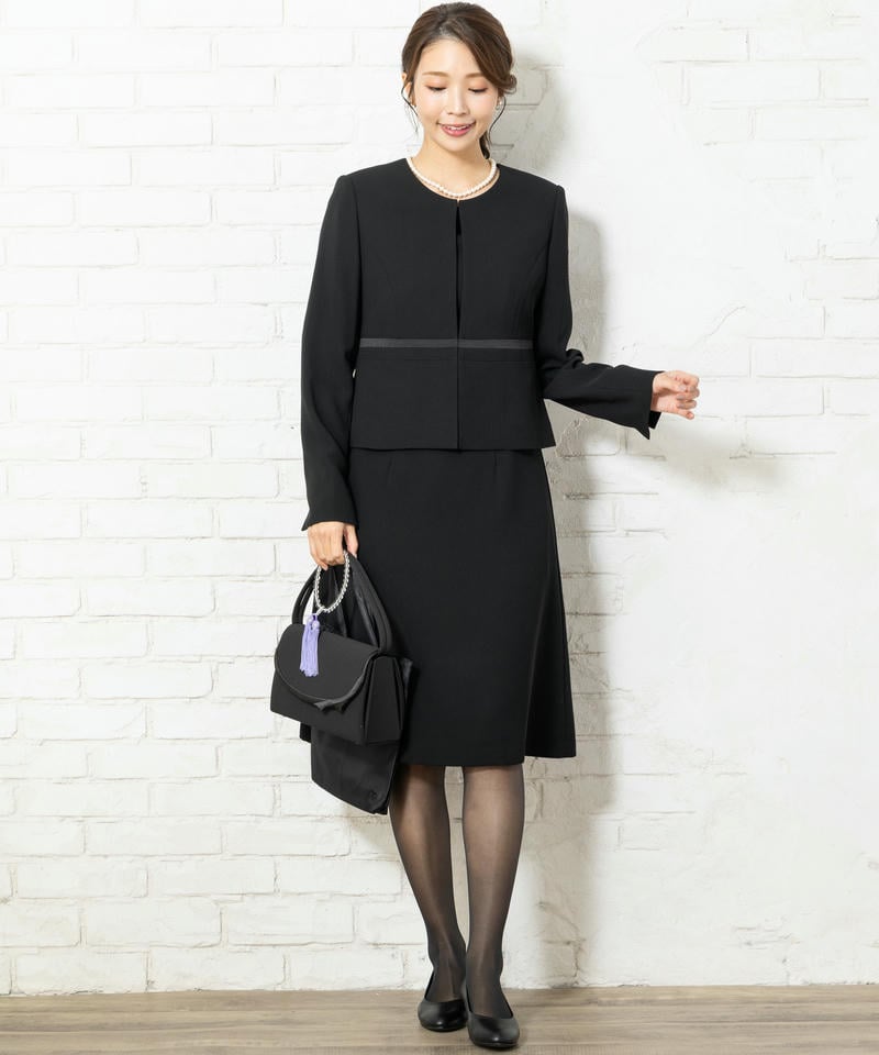 【8点セット】サテンラインベーシックブラックフォーマルアンサンブル