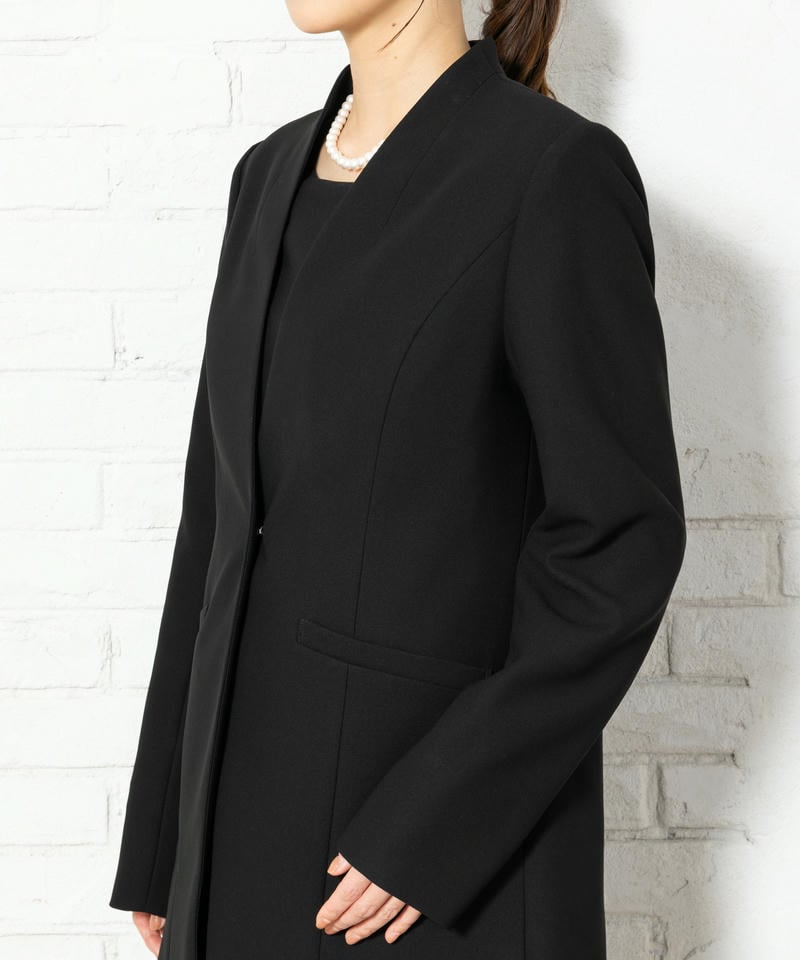 立ち襟ロングジャケット&ロングブラウス&ワイドパンツスーツ 立ち襟ロングジャケット&ロングブラウス&ワイドパンツスーツ