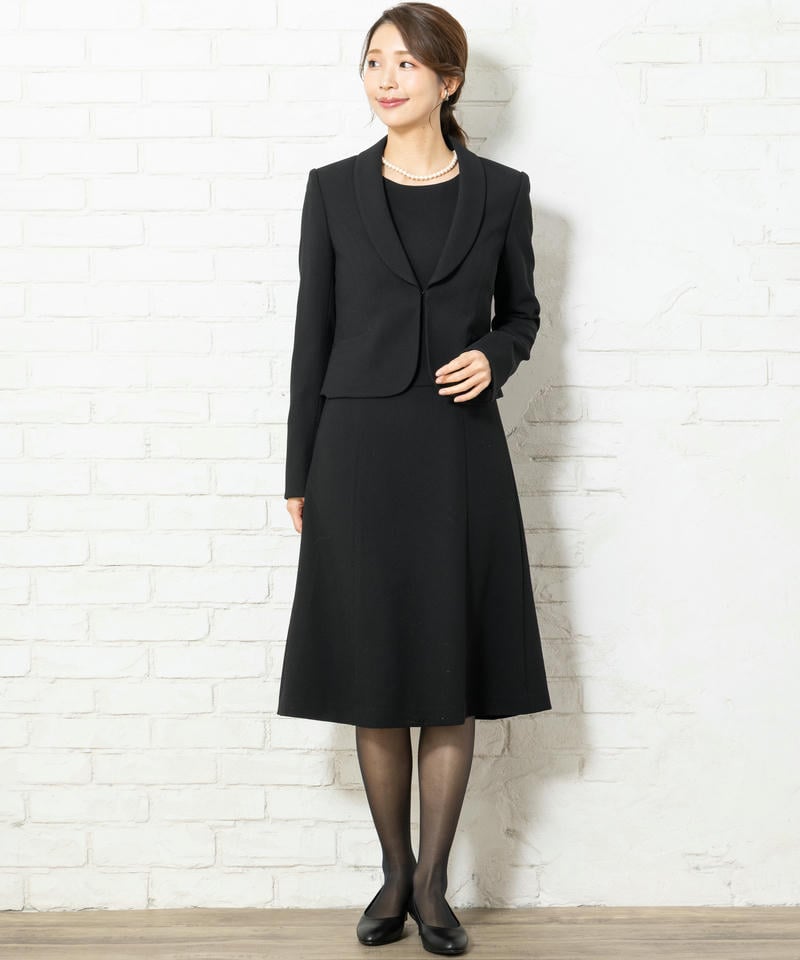 ショールカラージャケット&セミフレアワンピース