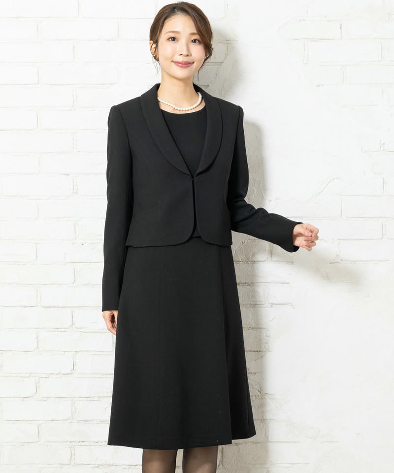 ショールカラージャケット&セミフレアワンピース